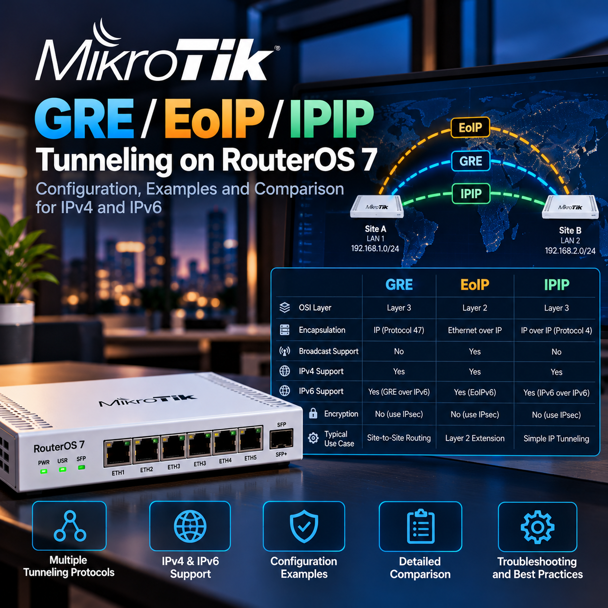 MikroTik GRE, EoIP and IPIP: Setup and Choosing a Tunnel