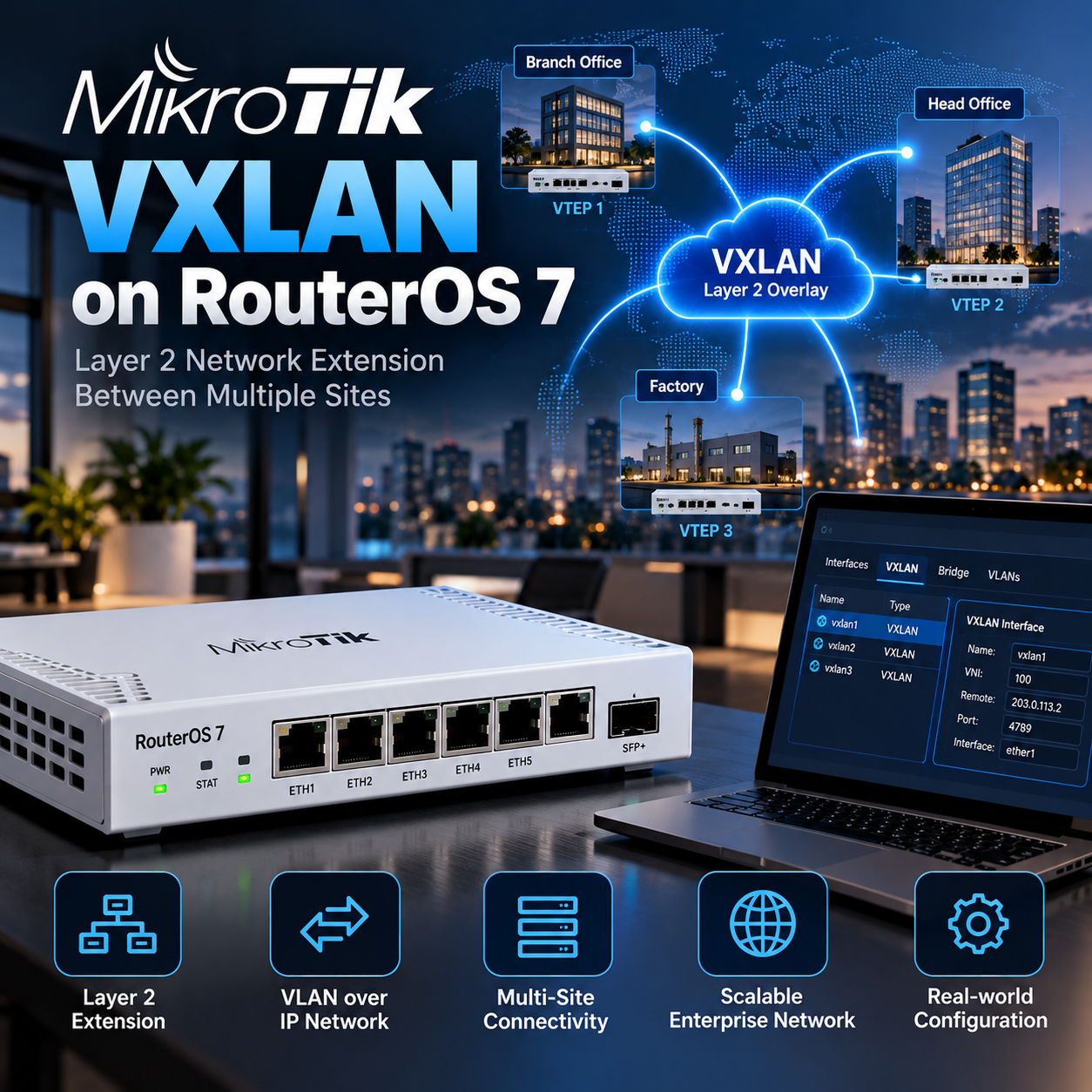 MikroTik RouterOS 7: VXLAN Setup Step by Step