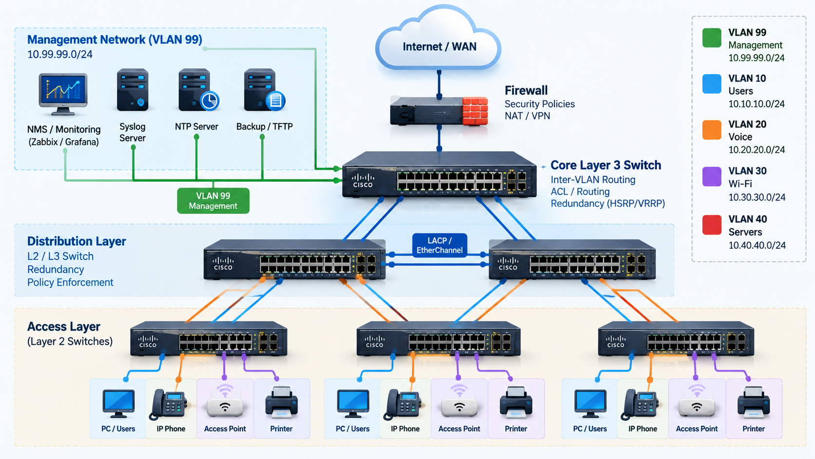 Cisco Catalyst hardening topology and separate management network