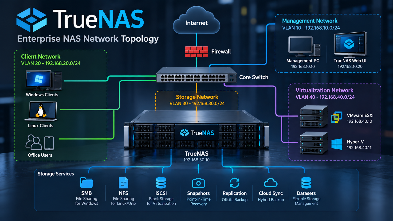 توپولوژی شبکه TrueNAS Enterprise